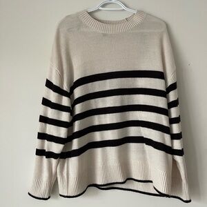 H&M Black and Cream Striped Sweater